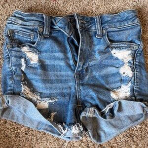 American Eagle Outfitters Blue Distressed Jean Shorts